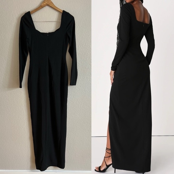 NWT Save a Little Bliss For Me Black Long Sleeve Bodycon Maxi Dress - Picture 3 of 7
